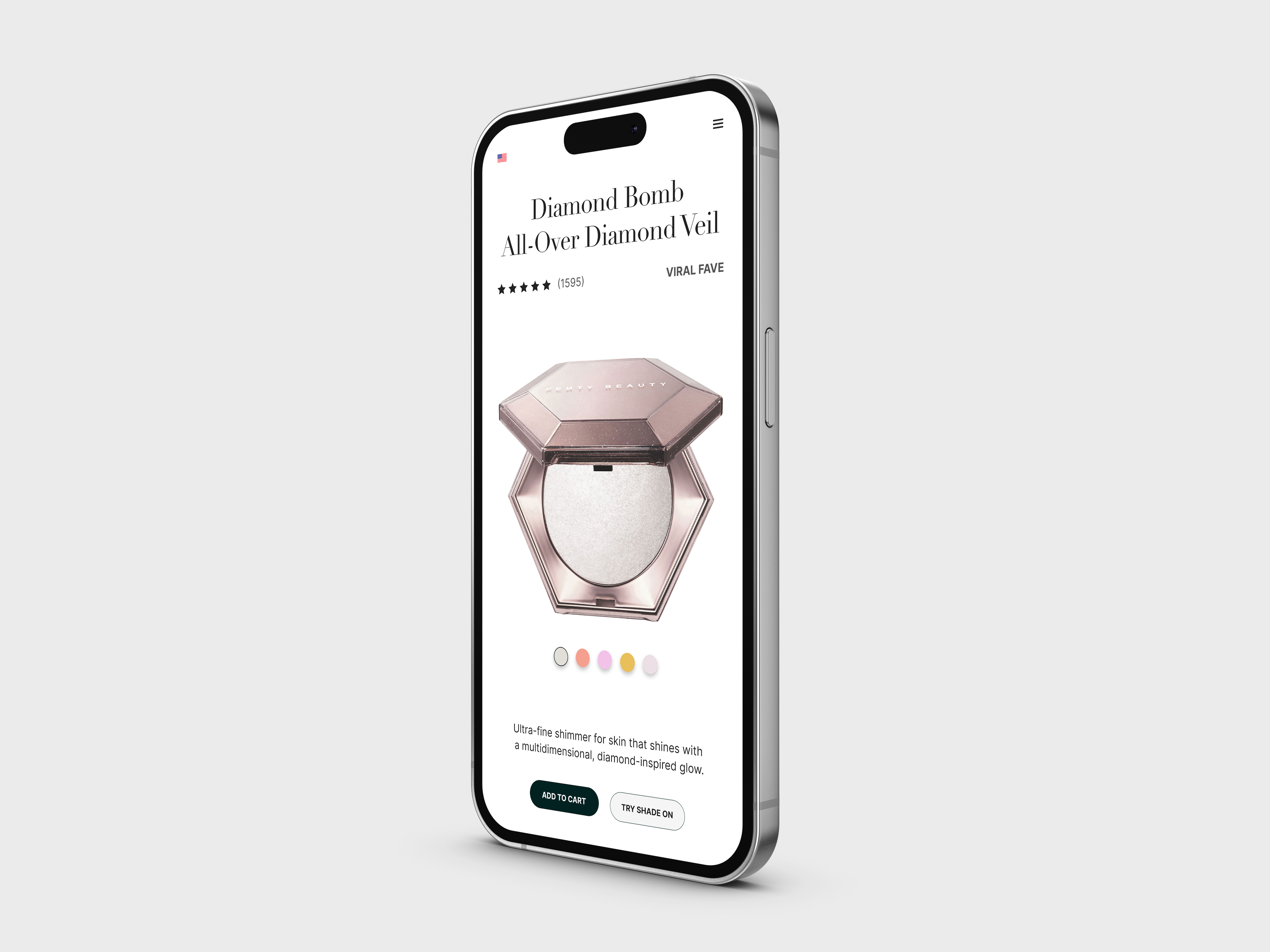 Imagen de un iPhone 14 mostrando la página de producto del sitio web.