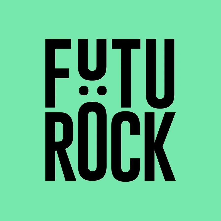 Logo de Futurock sobre un fondo verde.