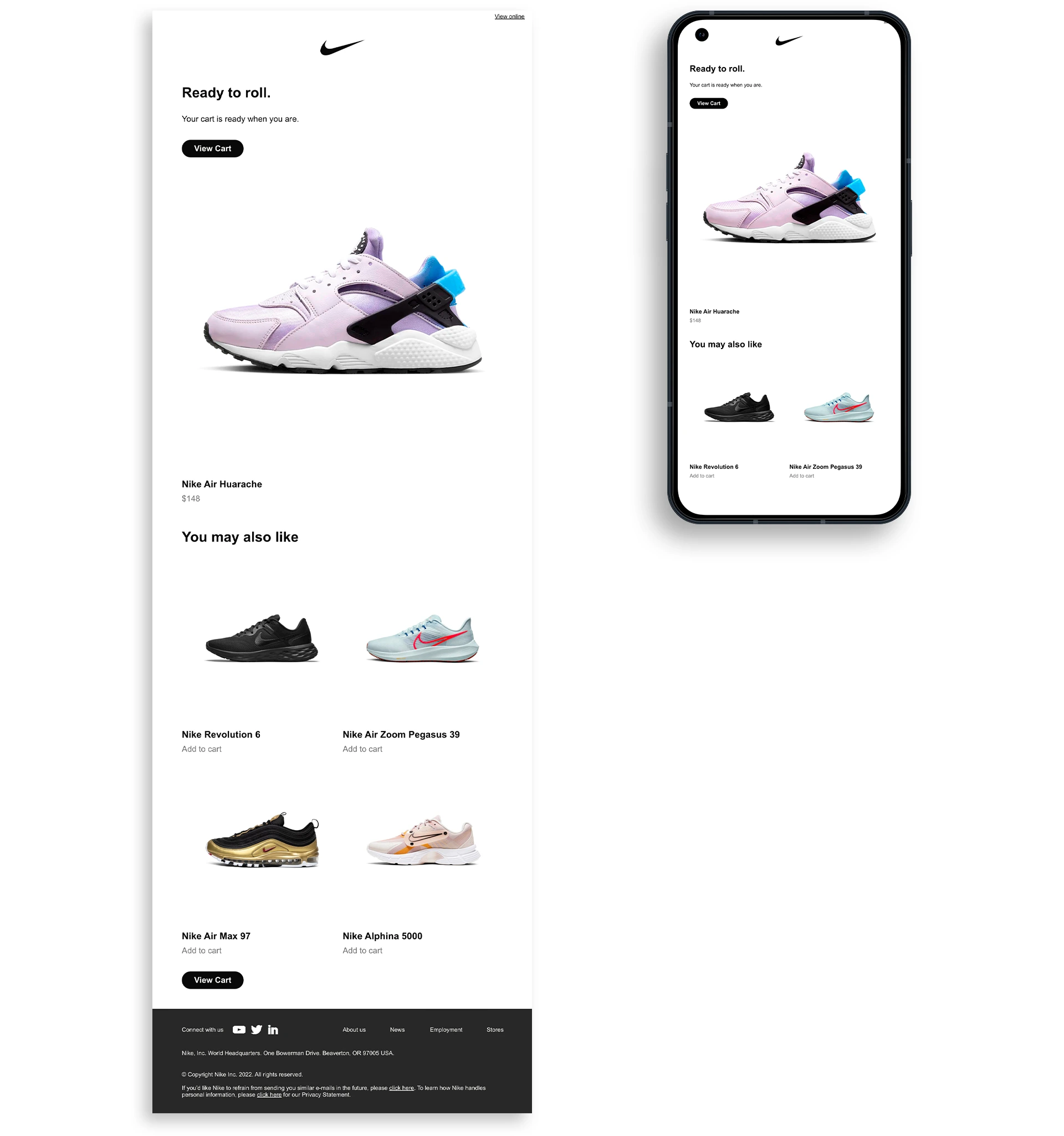 Image of the complete email of the product purchased and ready to be shipped.