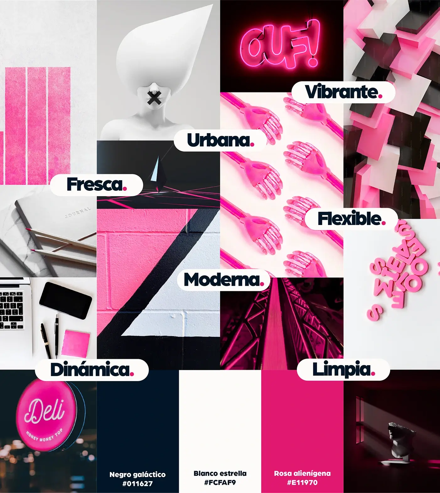 Moodboard de la app, mostrando paletas de colores, tipografías y estilo general.